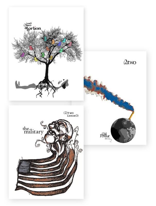 Three illustrated covers from the (2)two zine